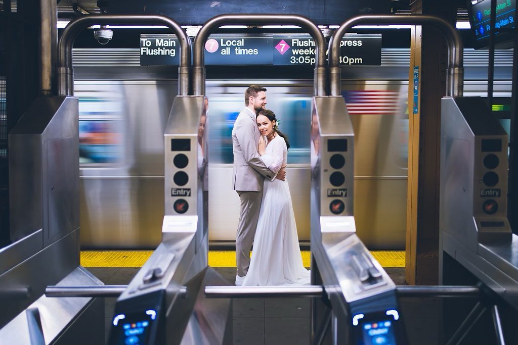 NYC Subway wedding photo | Jackie Reinking Officiant 