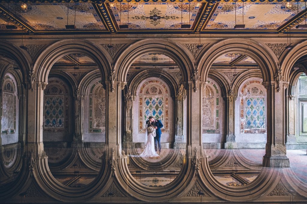 Reflection photo in Bethesda Fountain Elopement Photo | Jackie Reinking Elopement Officiant