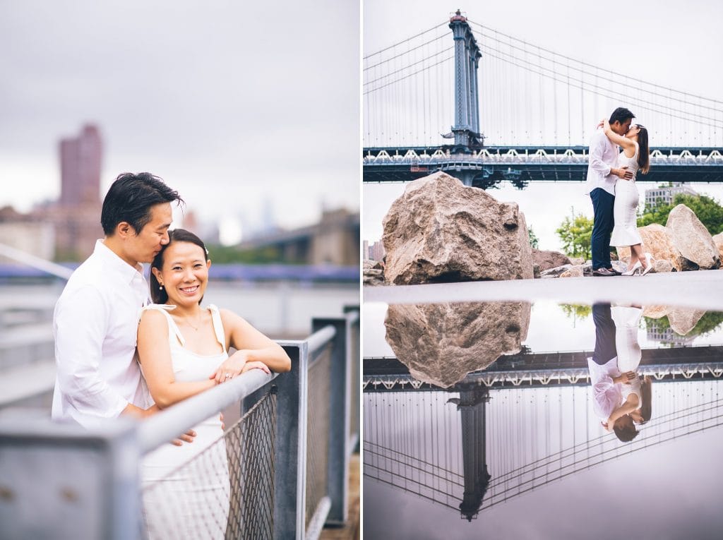 Brooklyn Bridge reflection pictures, Including your dogs in your elopement, Jackie Reinking Officiant 